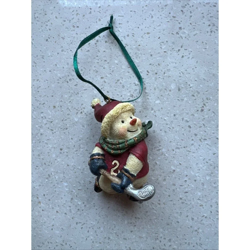 Set Of 4 TJs Christmas Snowman Ornaments With Sports Theme